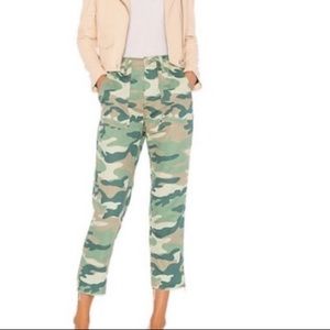 MOTHER Cropped Camo Print High Rise Linen Blend Pants! Size 30
